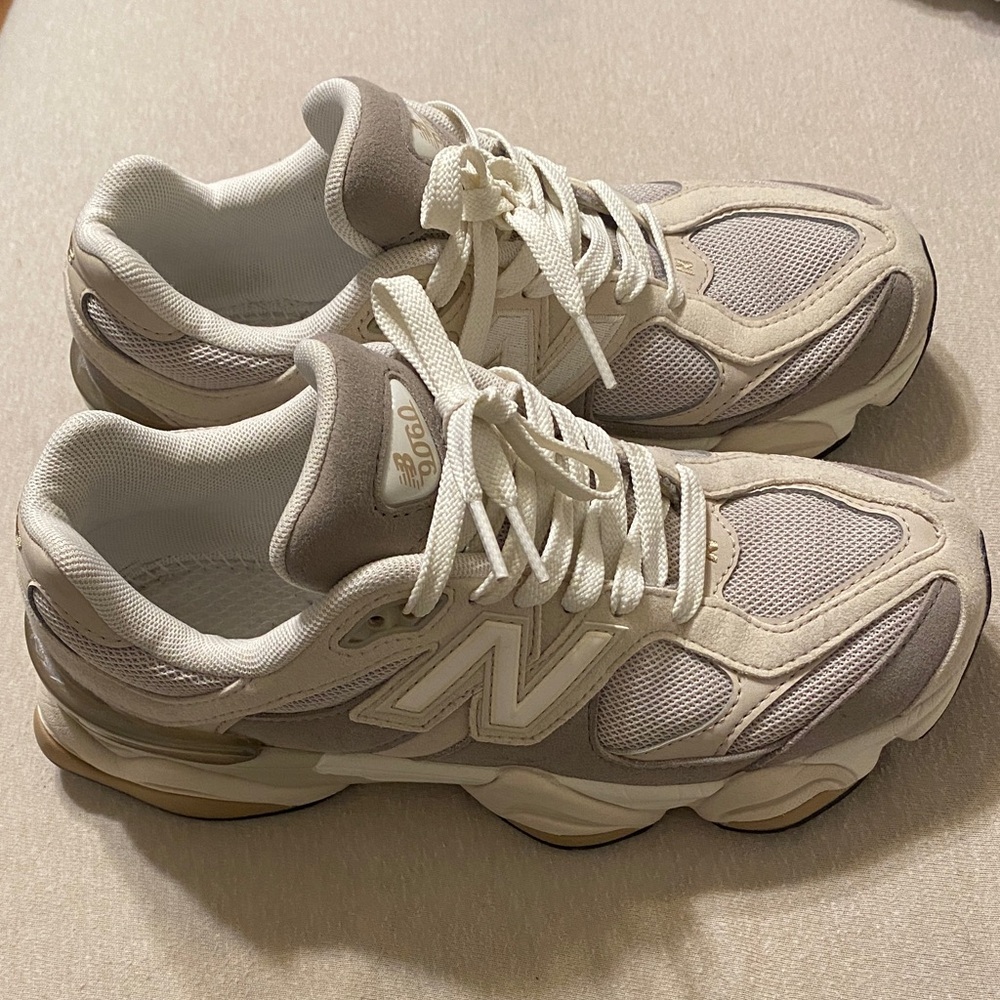 New Balance 9060 Women's Cream and Gray Sneakers